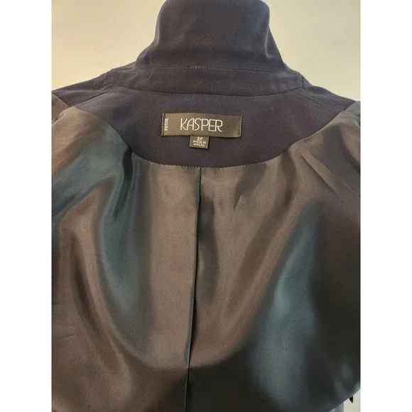 Classic Kasper Navy Skirt Suit Set | Prof 2pc Blazer & Pencil Skirt | Sz 4 - Picture 5 of 10